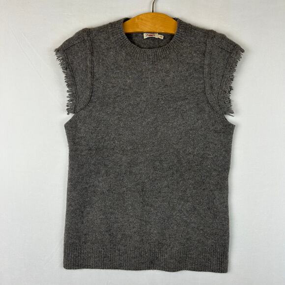 Faherty Collette Tee Yak Merino Wool Gray Sleeveless Sweater Women's Size S - Picture 1 of 10